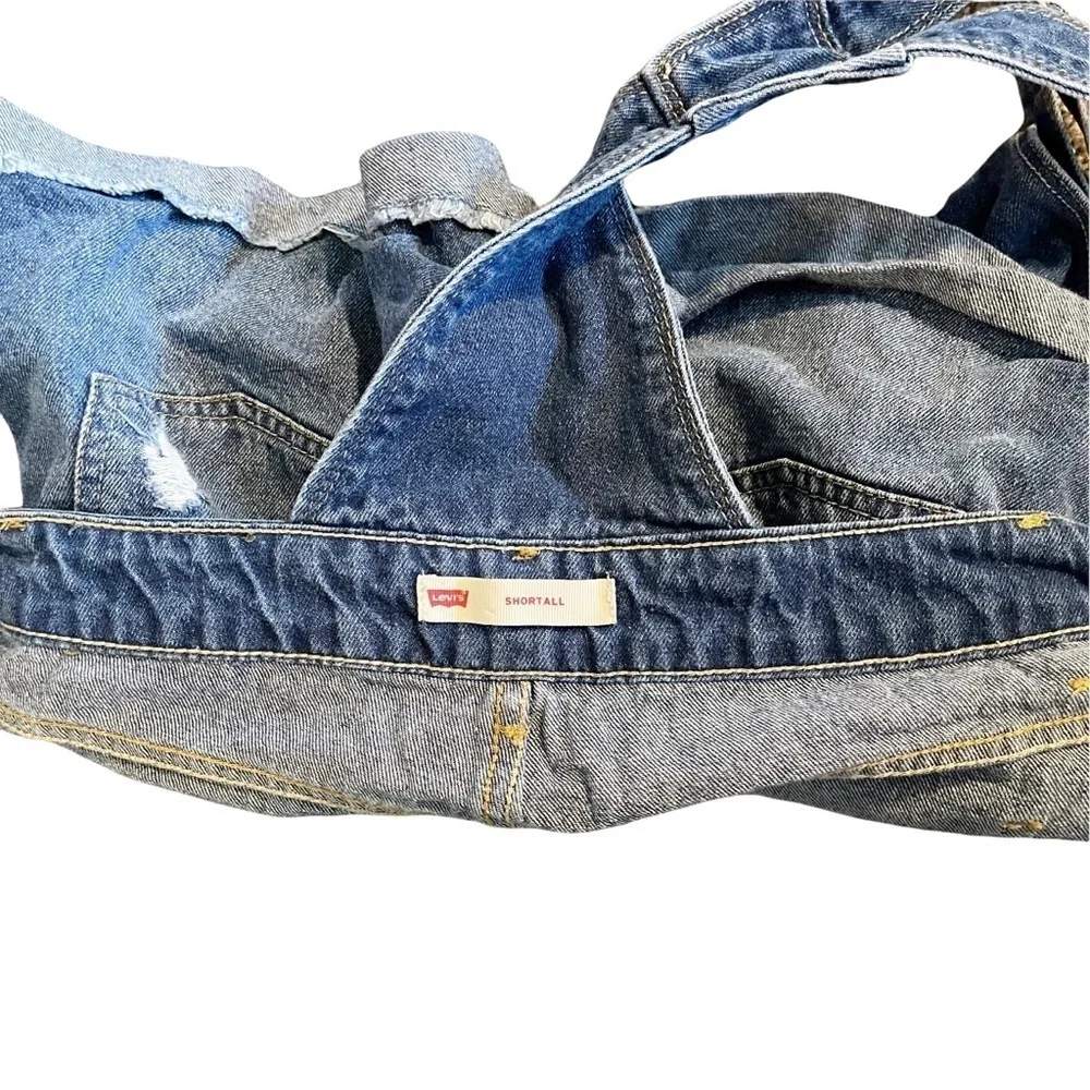 Levi's Distressed Denim Shortalls Overalls Shorts Summer Girl's Size 12 EUC